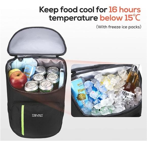 TOURIT Cooler Backpack 30 Cans Lightweight Insulated Backpack Cooler Leak-Proof - Picture 4 of 5